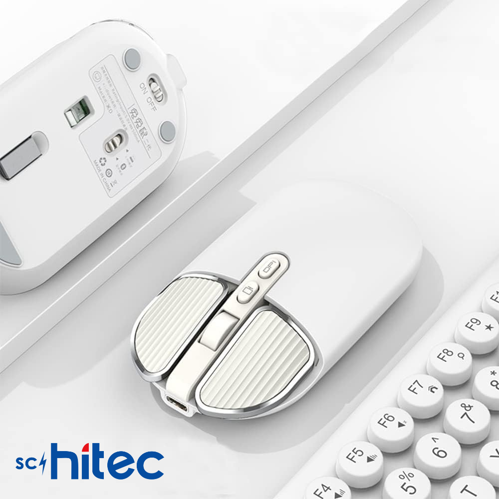 Schitec M203 Çift Modlu Taşınabilir Optik Kablosuz 2.4GHz ve Bluetooth Bağlantılı Süper Sessiz Mouse Beyaz