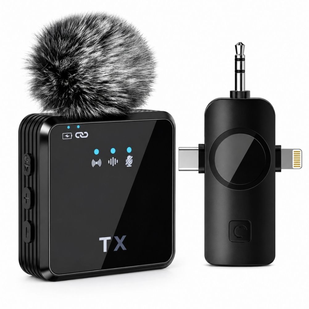 ScHitec 3in1 Type-C Lightning 3.5mm Çıkışlı İkili Kablosuz HD Wireless Yaka Mikrofonu F11-2