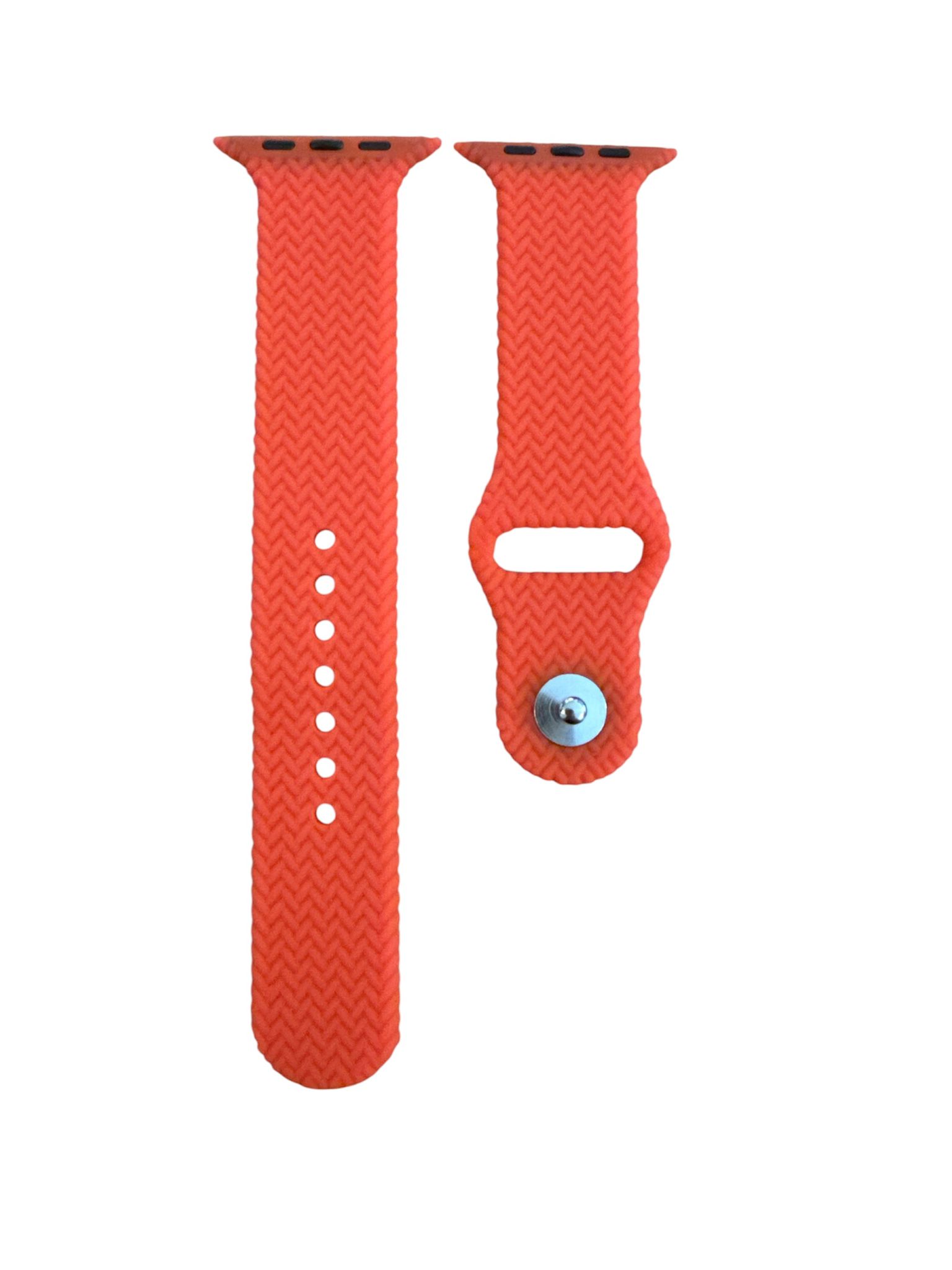 ScHitec 42-49mm Yeni Nesil Apple Uyumlu Hasır Görünümlü Akıllı Saat Kordonu Silikon Turuncu